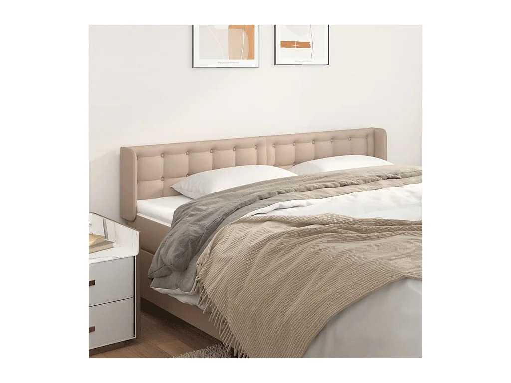 Mueble cabecero | Cabezal de cama | Cabecero de cuero sintético color capuchino 163x16x78/88 cm