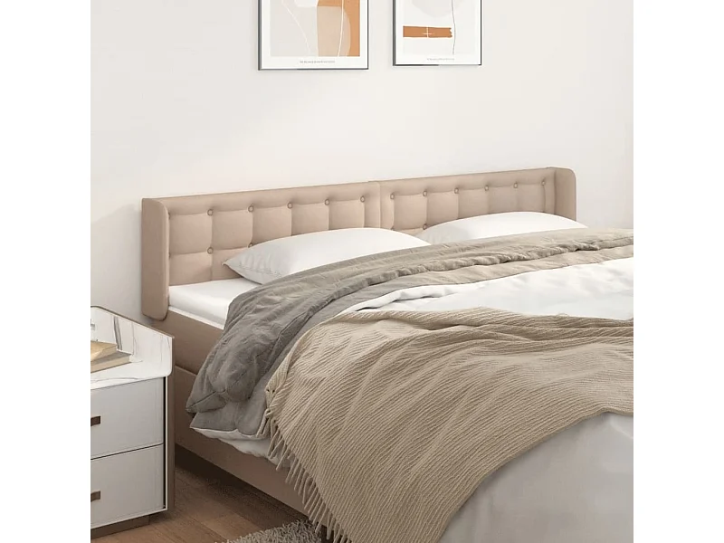 Mueble cabecero | Cabezal de cama | Cabecero de cuero sintético color capuchino 163x16x78/88 cm