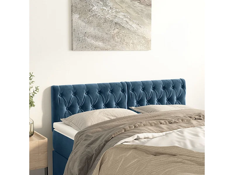 Cabeceros | Cabezal de cama | Mueble de cabecero 2 unidades terciopelo azul oscuro 72x7x78/88 cm