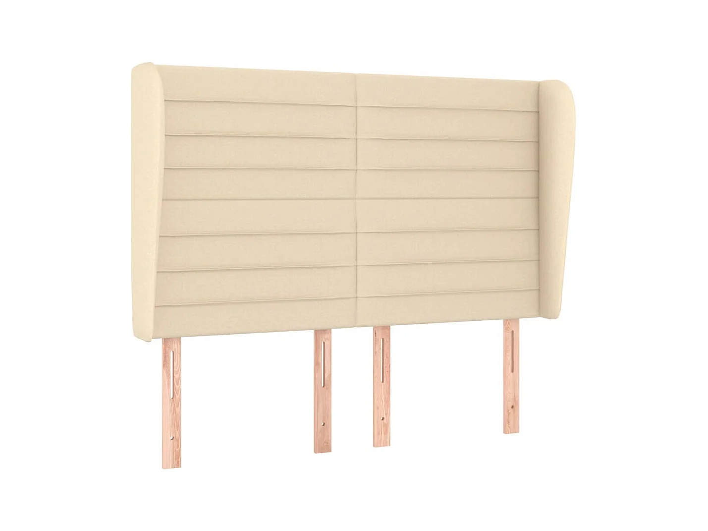 Cabecero | Cabezal de Cama | Mueble cabecero con orejas de tela color crema 147x23x118/128 cm