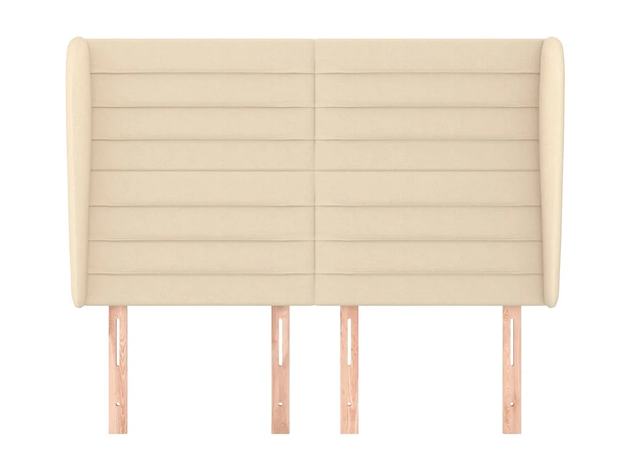 Tête de Lit | Panneau de tête pour lit Moderne avec oreilles Crème 147x23x118/128 cm Tissu