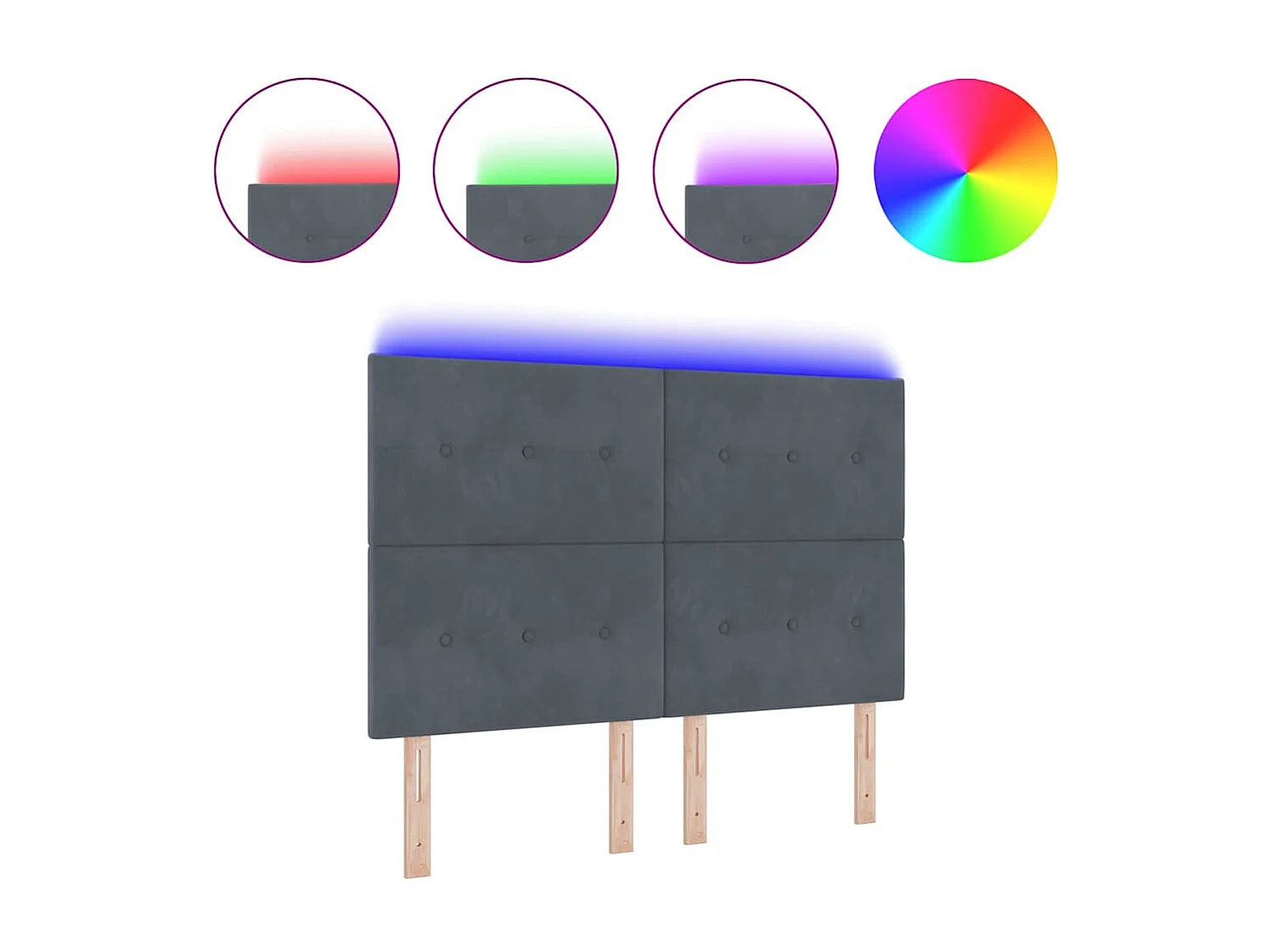 Tête de Lit | Panneau de tête pour lit Moderne avec des lumières à LED Réglable Gris 80 cm Velours