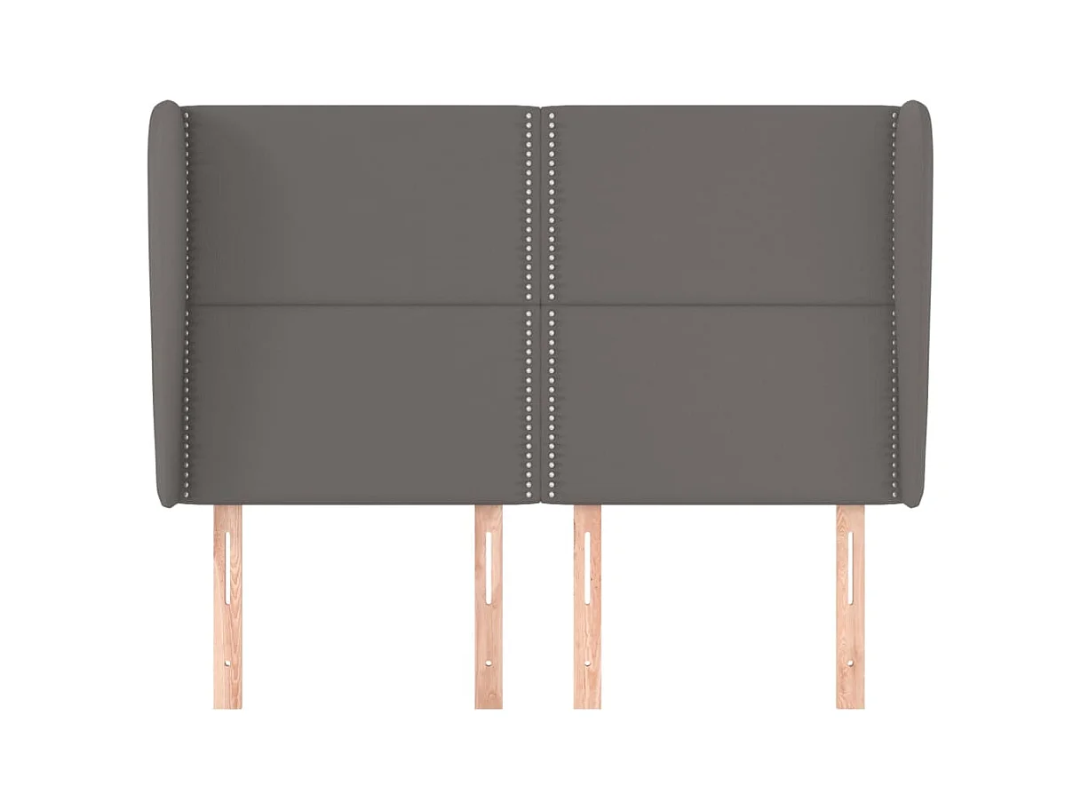 Tête de Lit | Panneau de tête pour lit Moderne avec oreilles Gris 147x23x118/128 cm Similicuir