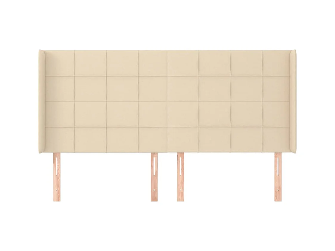 Cabecero | Cabezal de Cama | Mueble cabecero con orejas de tela color crema 183x16x118/128 cm