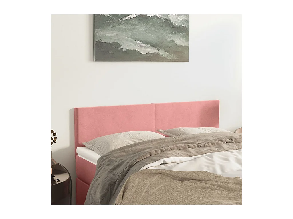 Têtes de lit | Panneaux de tête pour lit Moderne 2 pcs Rose 72x5x78/88 cm Velours