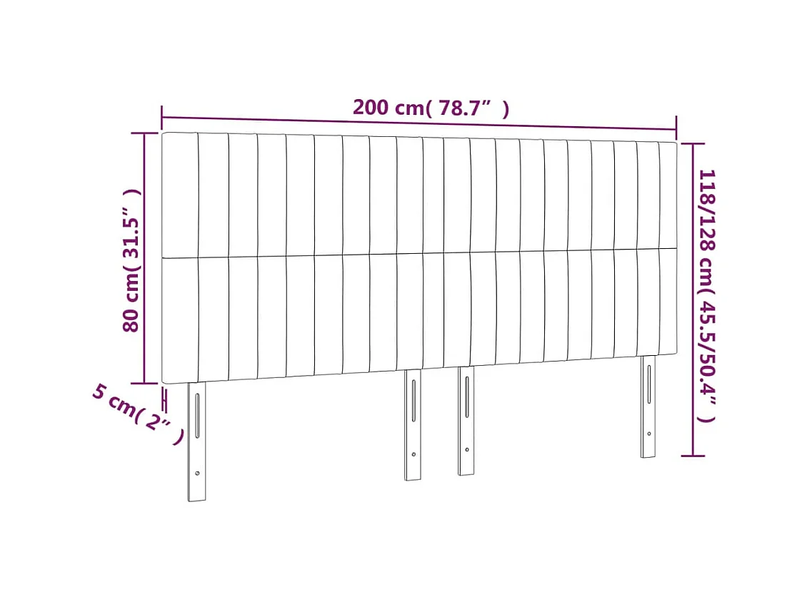 Cabeceros | Cabezal de cama | Mueble de cabecero 4 unidades de terciopelo rosa 100x5x78/88 cm