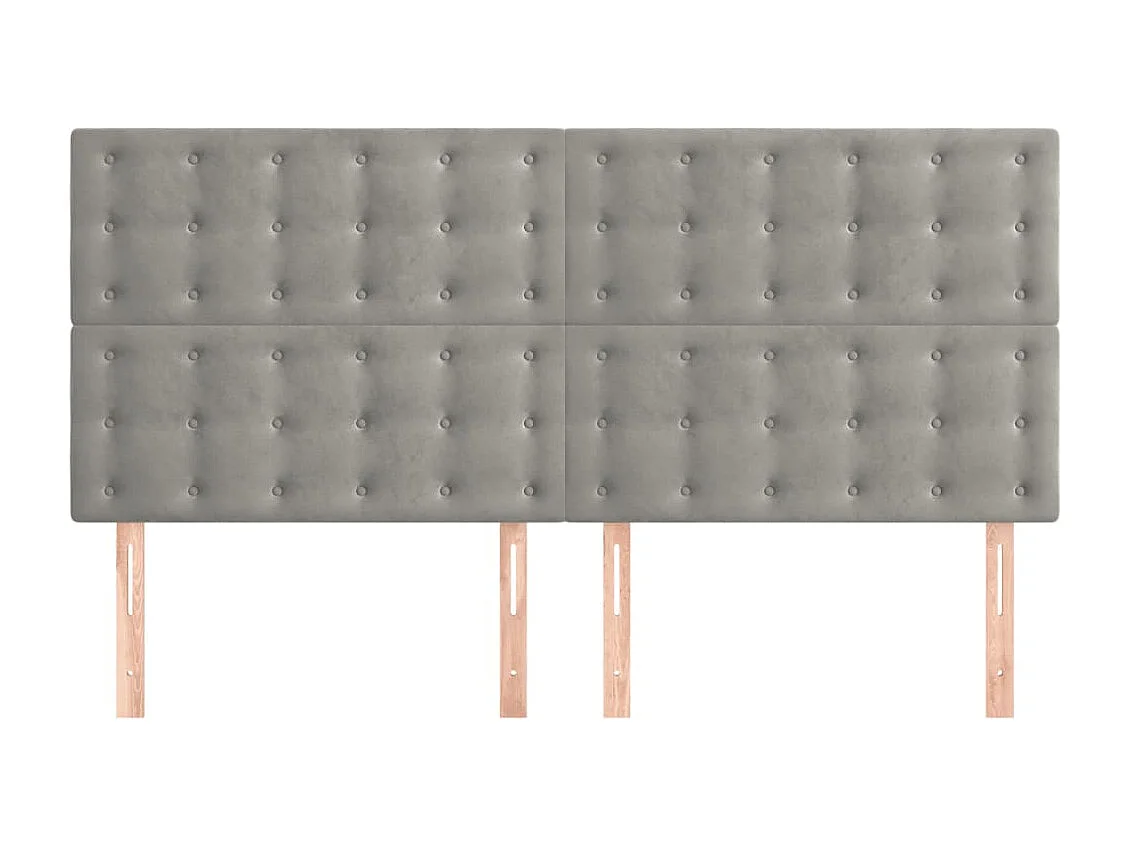 Cabeceros | Cabezal de cama | Mueble de cabecero 4 unidades de terciopelo gris claro 100x5x78/88 cm
