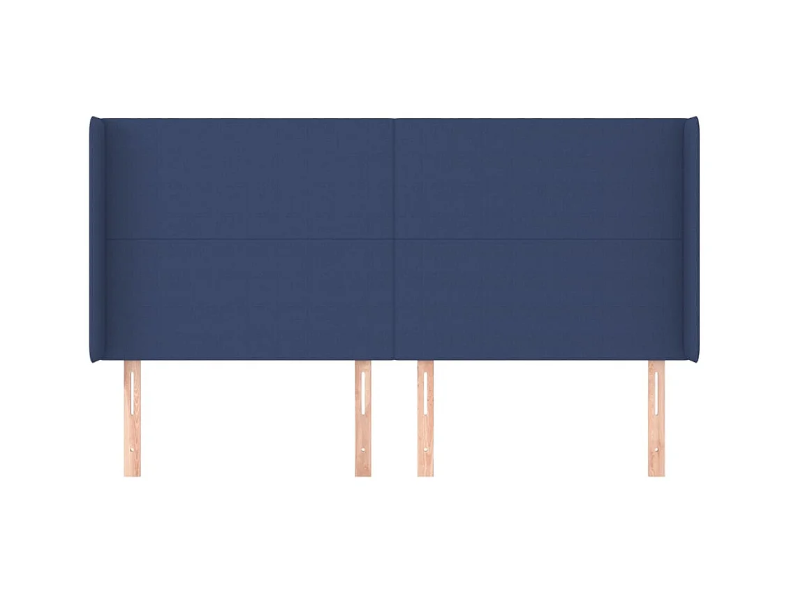 Cabecero | Cabezal de Cama | Mueble cabecero con orejas de tela azul 163x16x118/128 cm