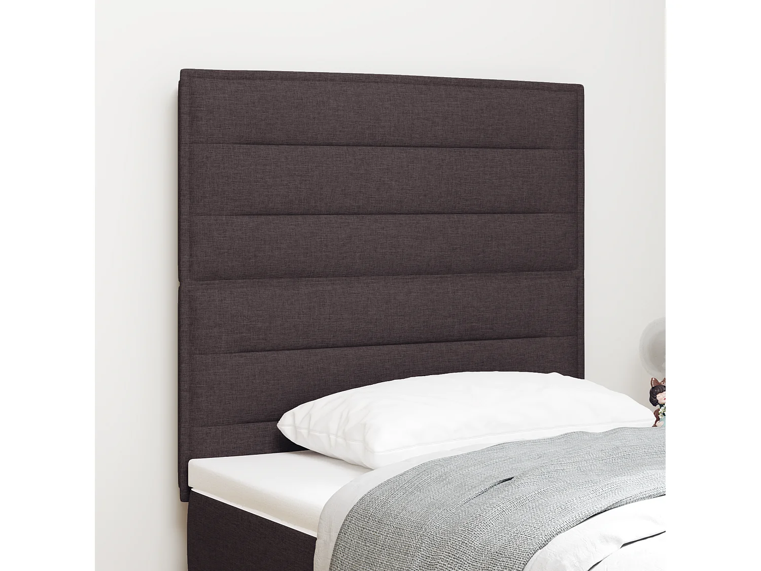 Tête de Lit | Panneau de tête pour lit Moderne Hauteur réglable Manuel Marron foncé 90 cm tissu