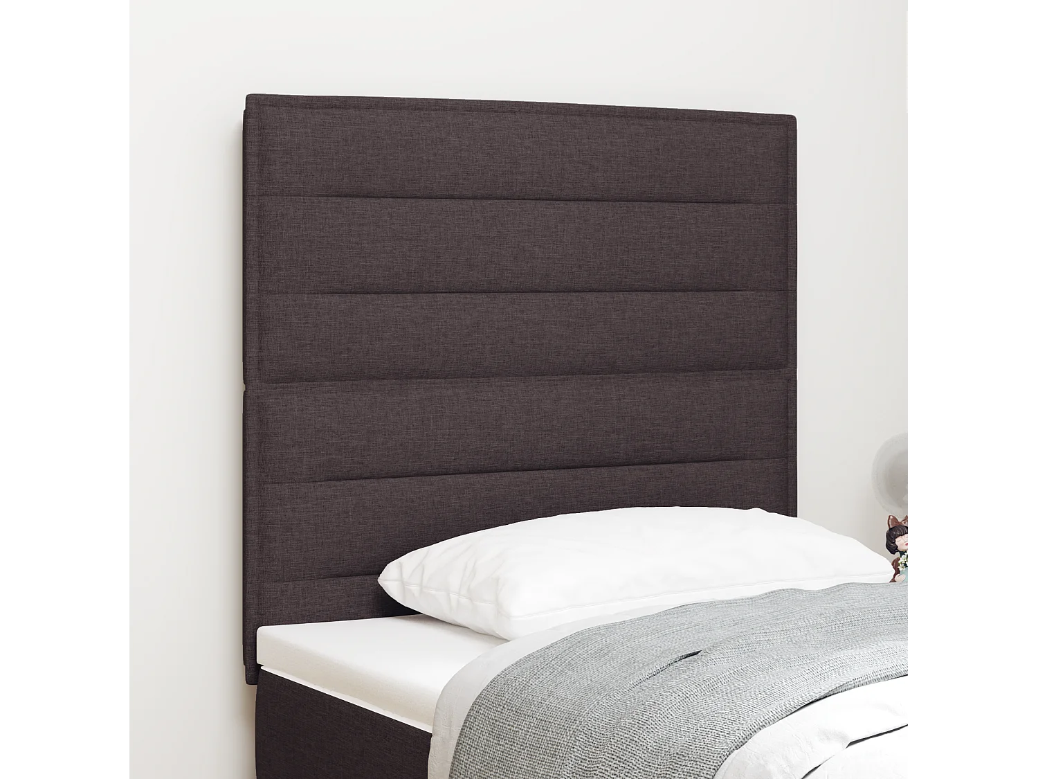 Tête de Lit | Panneau de tête pour lit Moderne Hauteur réglable Manuel Marron foncé 90 cm tissu