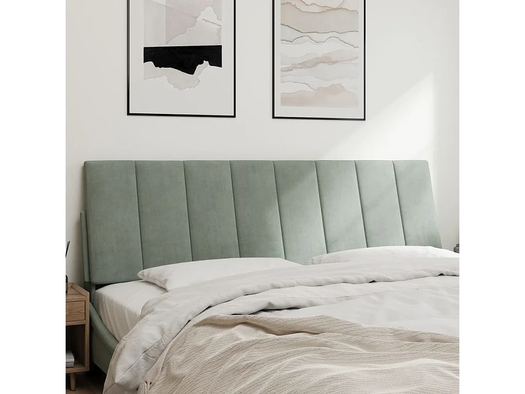 Tête de lit | Coussin de tête de lit | Tête de lit décoratif gris clair 160 cm velours