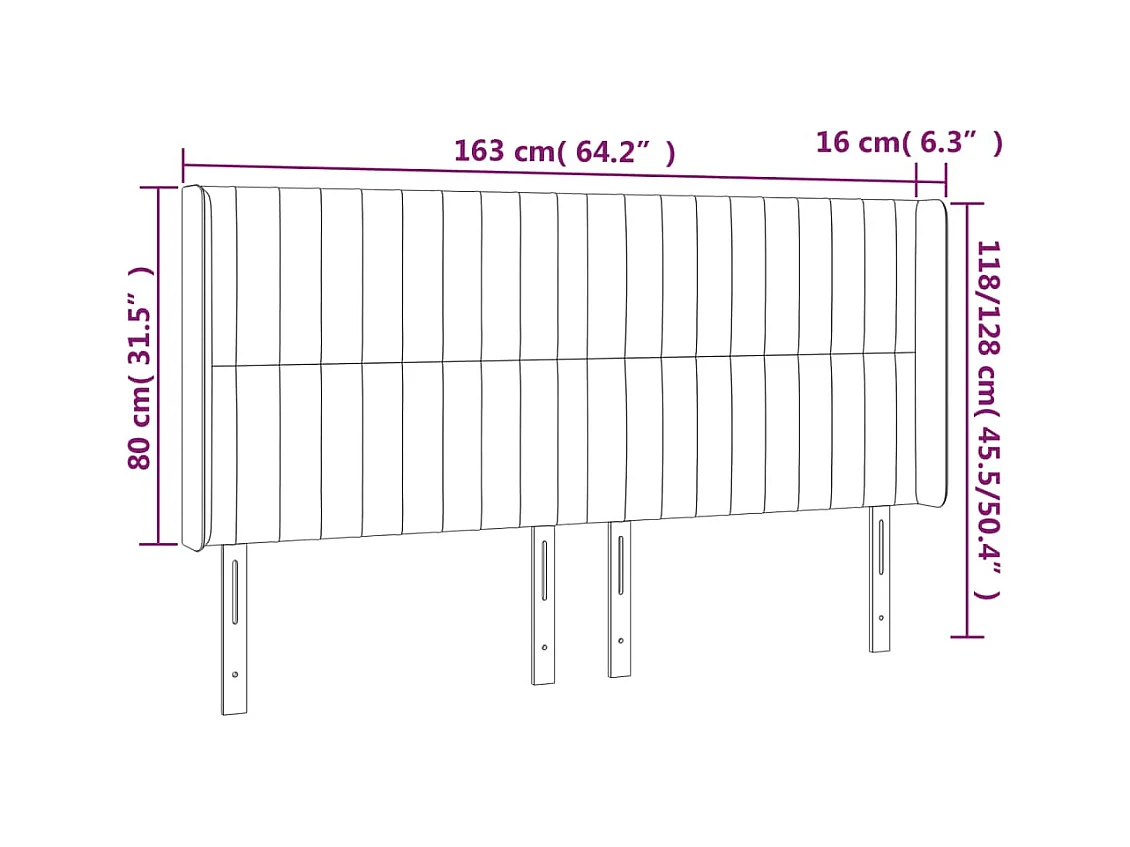 Tête de Lit | Panneau de tête pour lit Moderne à LED Taupe 163x16x118/128 cm Tissu