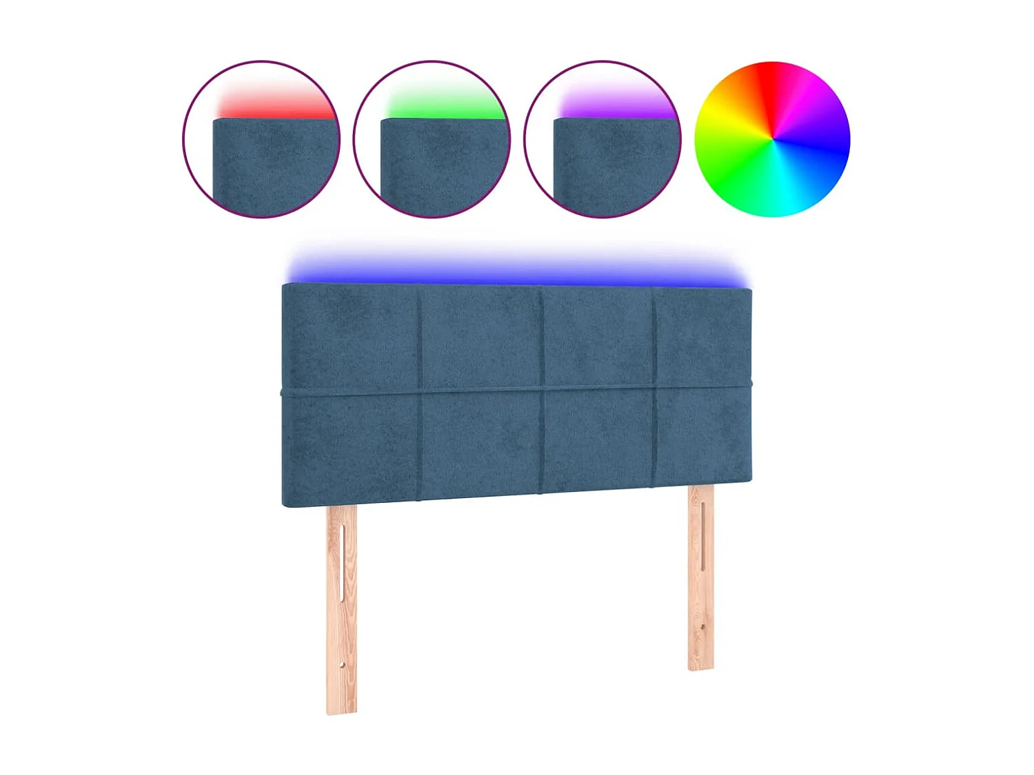 Hoofdbord | Hoofdeinde LED 100x5x78/88 cm fluweel donkerblauw