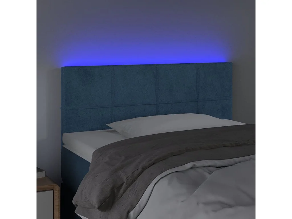Hoofdbord | Hoofdeinde LED 100x5x78/88 cm fluweel donkerblauw