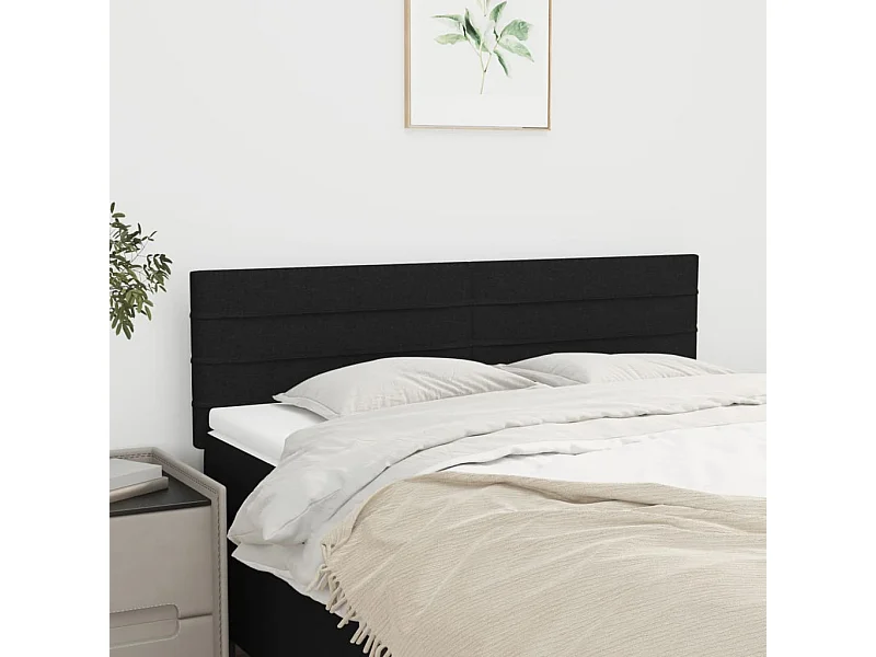 Têtes de lit | Panneaux de tête pour lit Moderne 2 pcs Noir 72x5x78/88 cm Tissu