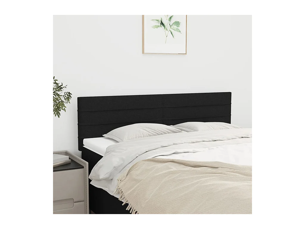 Têtes de lit | Panneaux de tête pour lit Moderne 2 pcs Noir 72x5x78/88 cm Tissu