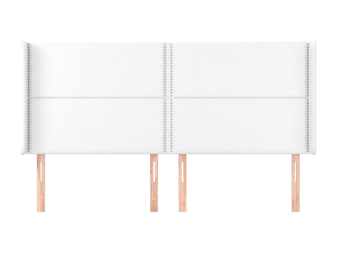 Tête de Lit | Panneau de tête pour lit Moderne avec oreilles Blanc 203x16x118/128 cm Similicuir