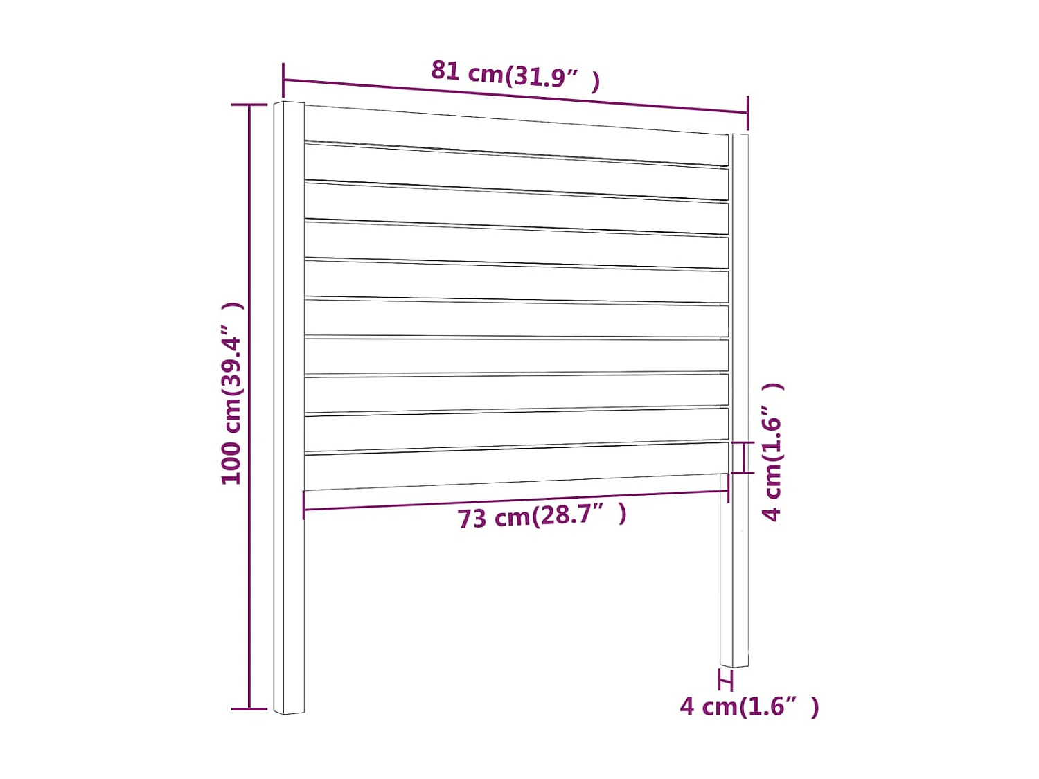 Tête de Lit | Panneau de tête pour lit Moderne 81x4x100 cm Bois massif de pin