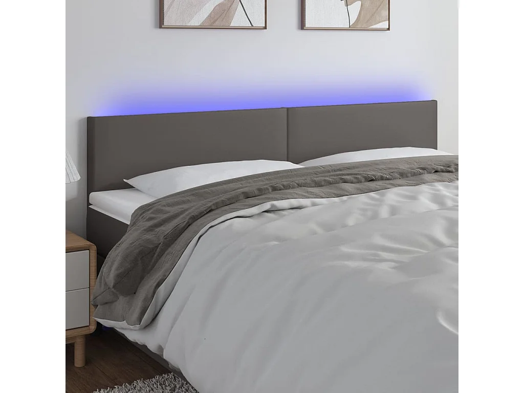 Hoofdbord | Hoofdeinde LED 180x5x78/88 cm kunstleer grijs