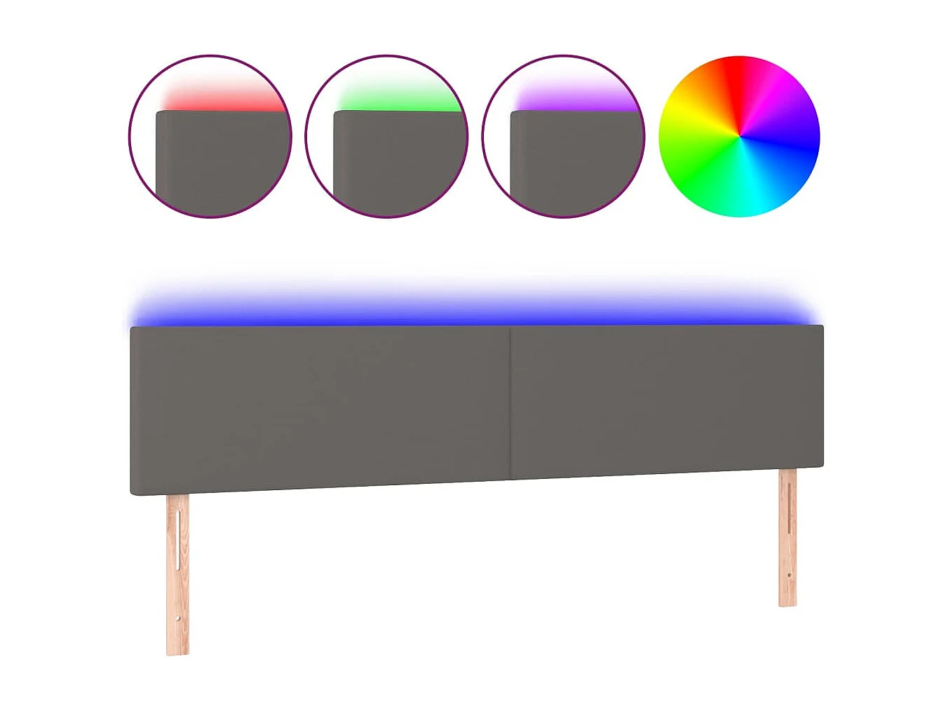 Hoofdbord | Hoofdeinde LED 180x5x78/88 cm kunstleer grijs