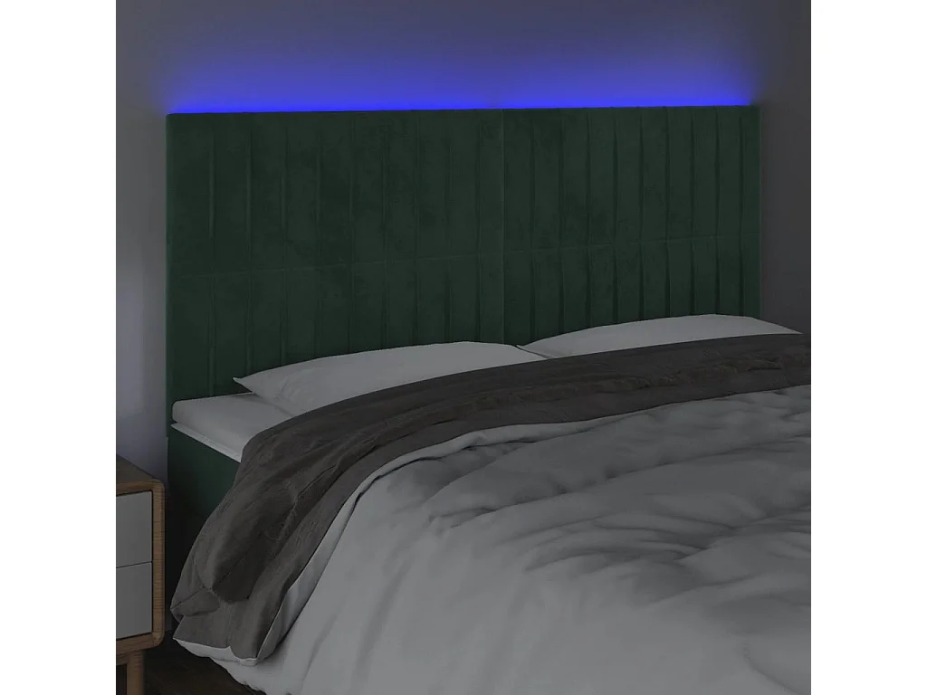 Hoofdbord | Hoofdeinde LED 160x5x118/128 cm fluweel donkergroen