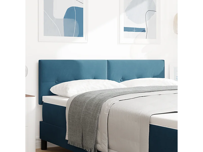 Tête de Lit | Panneau de tête pour lit Moderne avec des lumières à LED Réglable Bleu 72 cm Velours