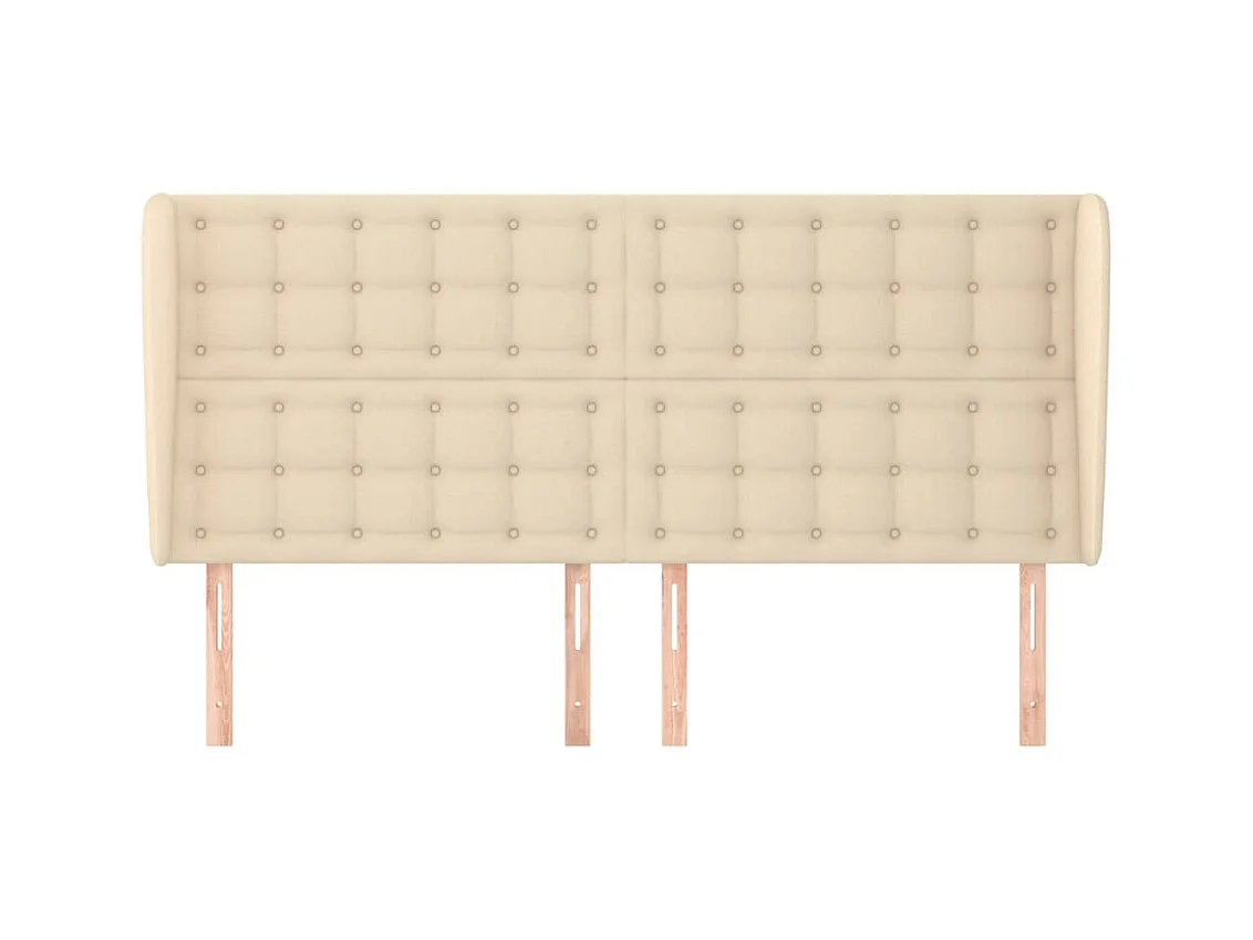 Tête de Lit | Panneau de tête pour lit Moderne avec oreilles Crème 163x23x118/128 cm Tissu