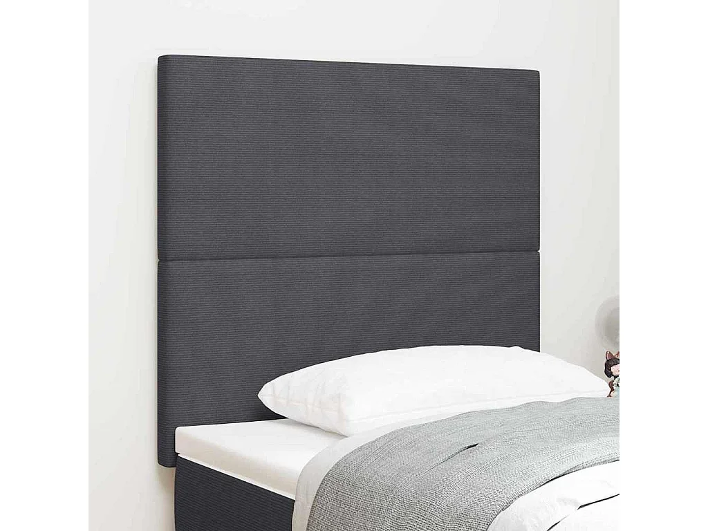 Cabecero | Cabezal de Cama | Mueble cabecero con cabecera Manual Gris oscuro 80 cm Tela de Rayas