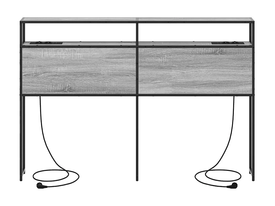 Mueble cabecero con almacenamiento | Cabecera de almacenamiento con estante Gris sonoma 150 cm