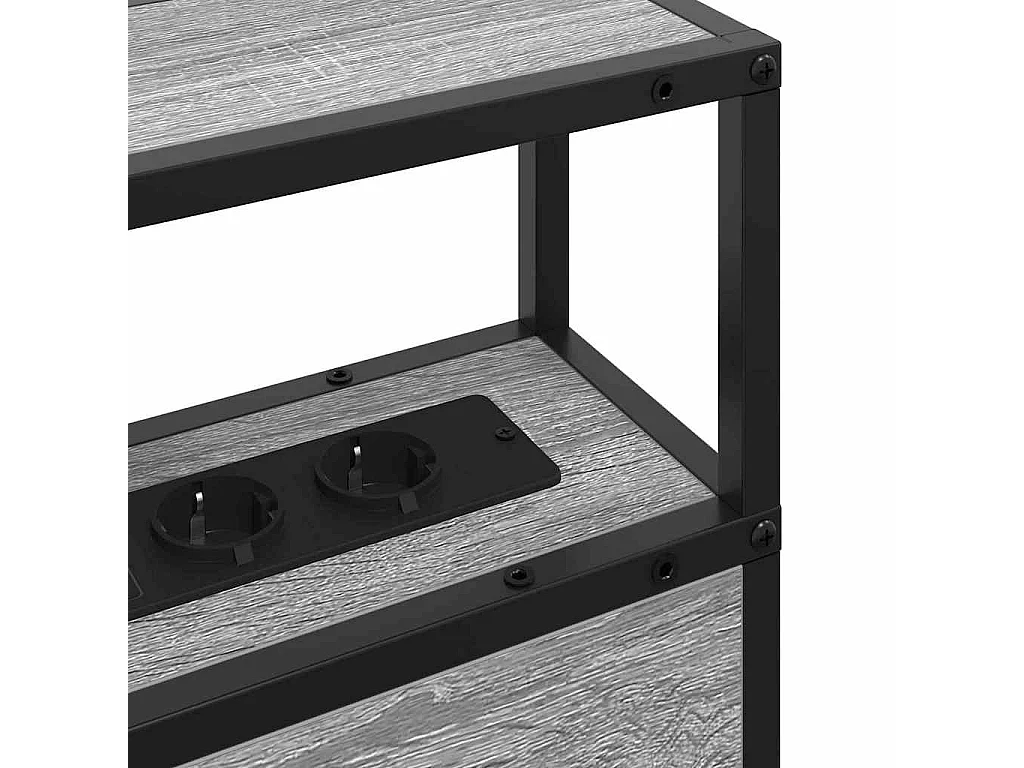 Mueble cabecero con almacenamiento | Cabecera de almacenamiento con estante Gris sonoma 150 cm