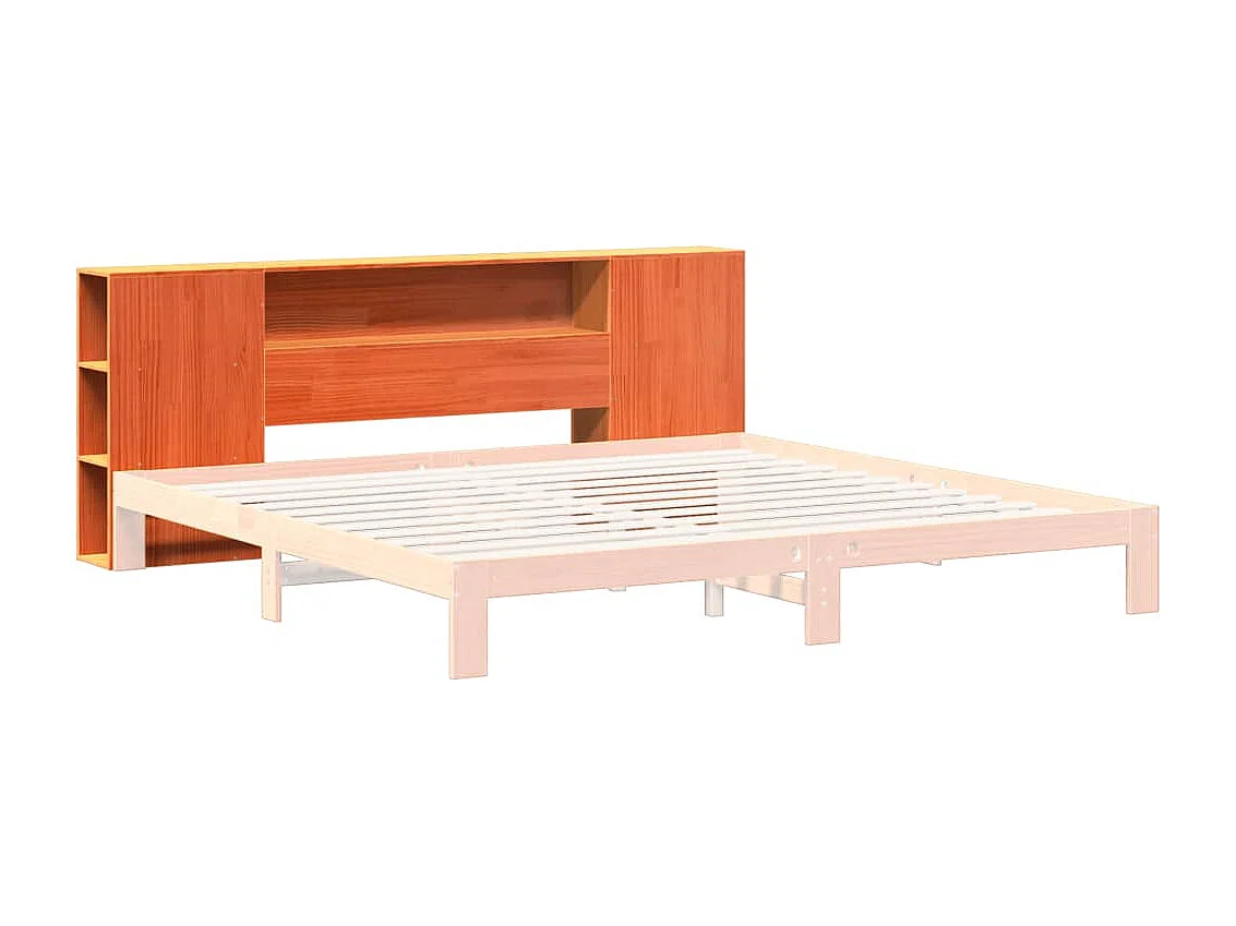 Cabecero de Cama | Cabezal de cama | Mueble de cabecero almacenaje madera maciza pino marrón 200 cm