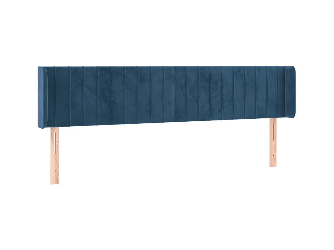 Cabecero | Cabezal de Cama | Mueble cabecero con LED de terciopelo azul oscuro 183x16x78/88 cm