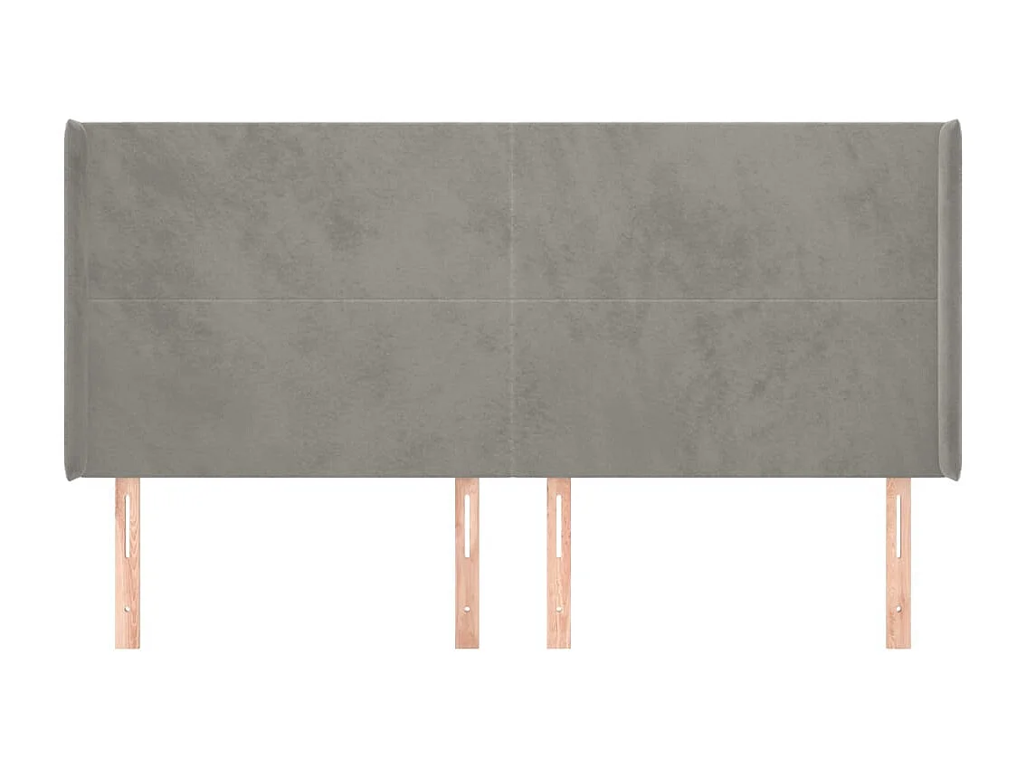Tête de Lit | Panneau de tête pour lit Moderne avec oreilles Gris clair 163x16x118/128 cm Velours