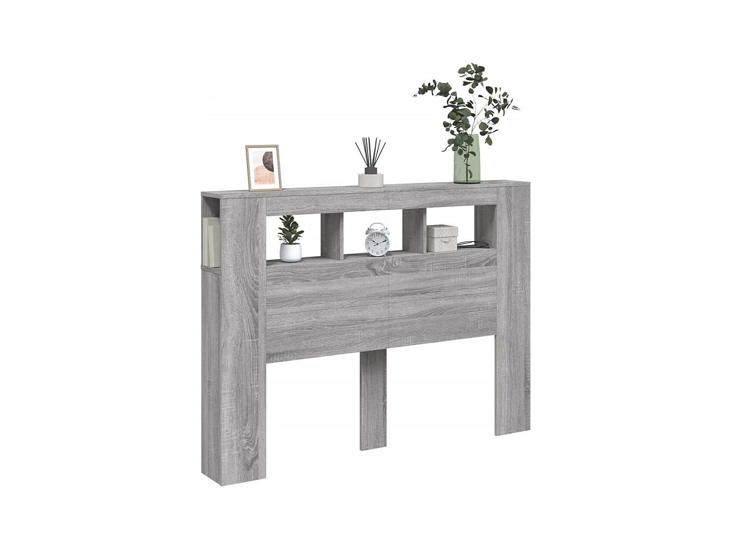 Tête de Lit | Panneau de tête pour lit Moderne à LED sonoma gris 140x18,5x103,5 cm bois ingénierie