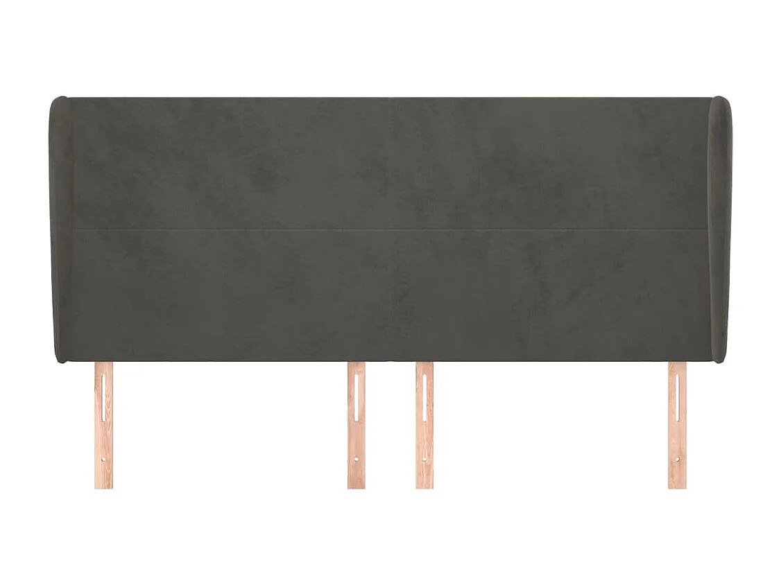 Tête de Lit | Panneau de tête pour lit Moderne avec oreilles Gris foncé 183x23x118/128 cm Velours