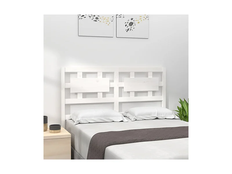 Cabecero de Cama | Cabezal de cama | Mueble de cabecero madera maciza de pino blanco 125,5x4x100 cm