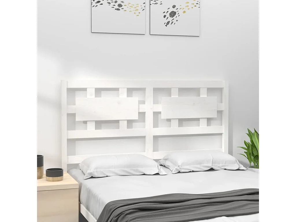 Cabecero de Cama | Cabezal de cama | Mueble de cabecero madera maciza de pino blanco 125,5x4x100 cm