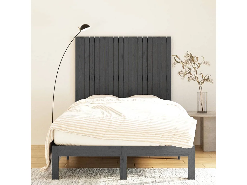 WandHoofdbord | Hoofdeinde 127,5x3x110 cm massief grenenhout grijs