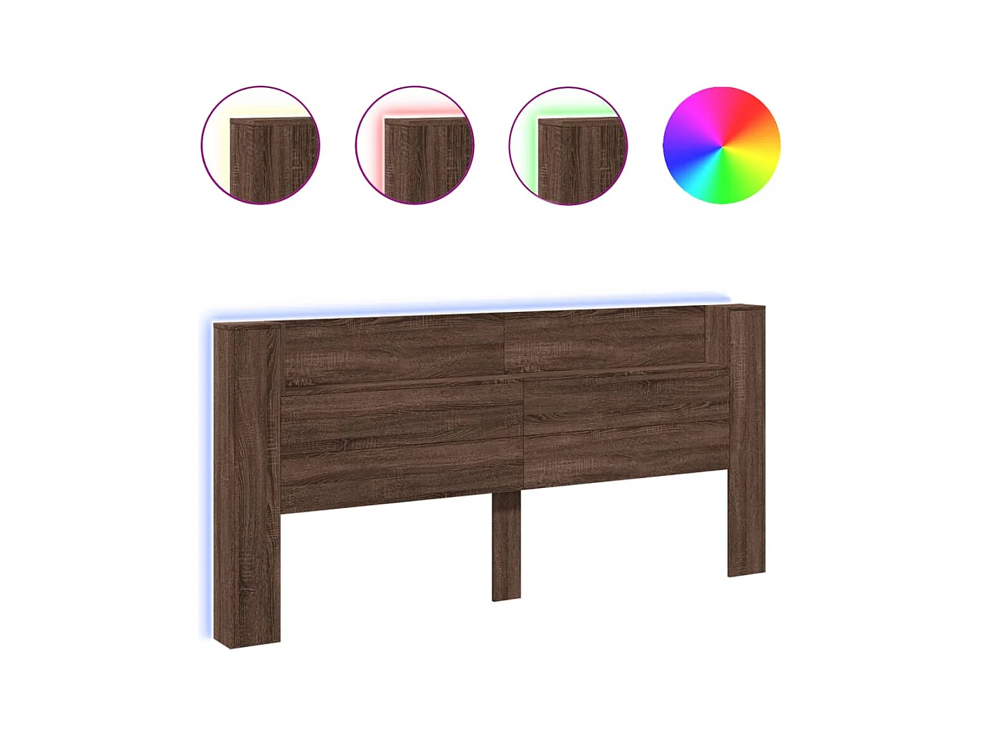 Cabecero de Cama | Cabezal de cama | Mueble de cabecero con luz LED marrón roble 220x16,5x103,5 cm