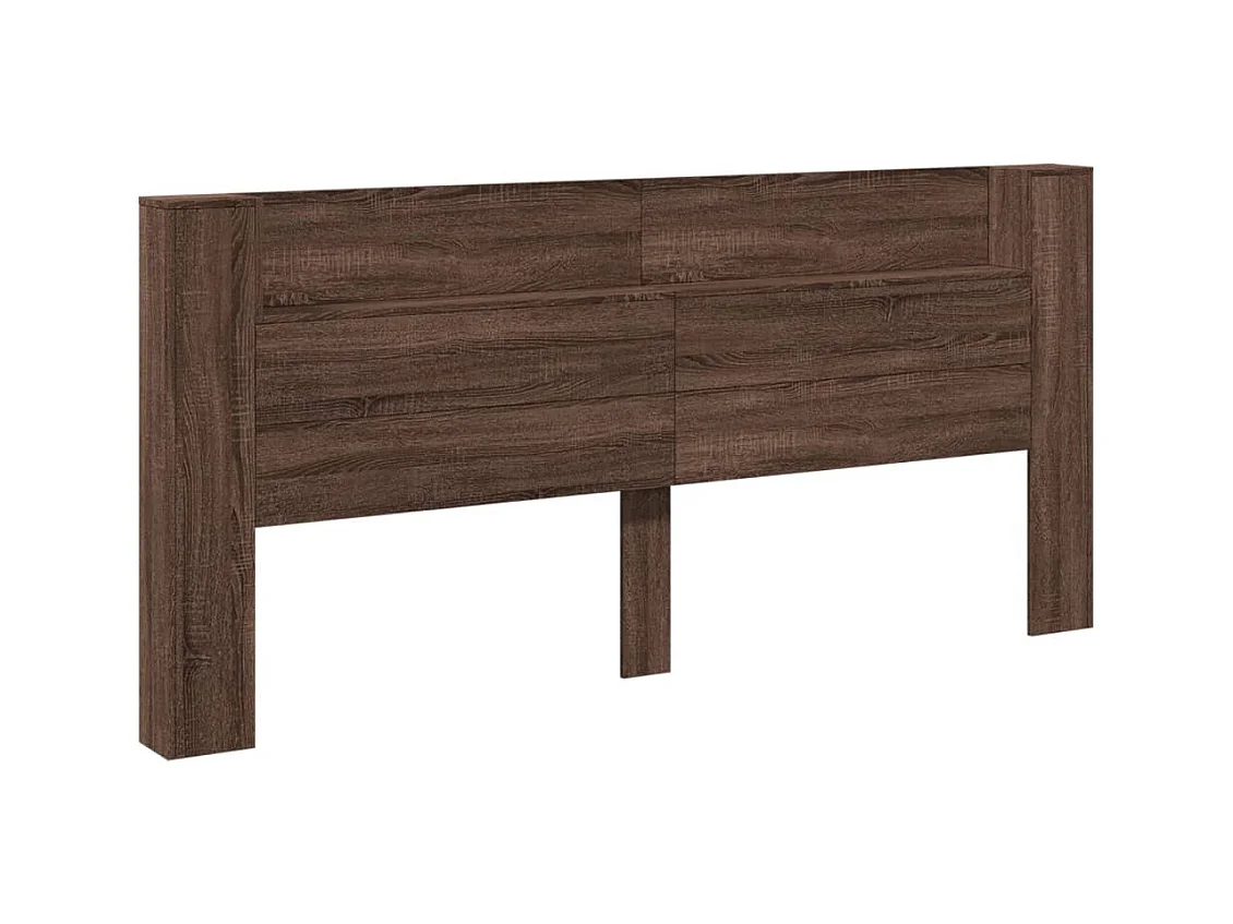 Cabecero de Cama | Cabezal de cama | Mueble de cabecero con luz LED marrón roble 220x16,5x103,5 cm