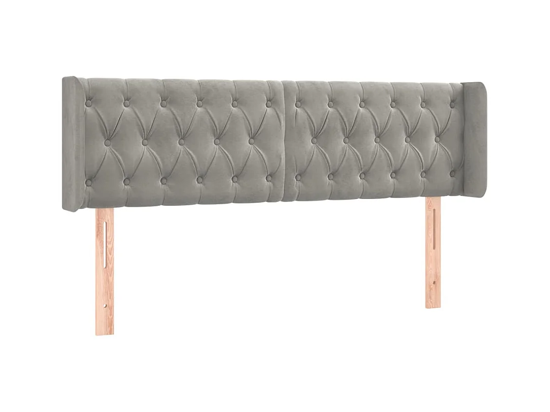 Mueble cabecero | Cabezal de cama | Cabecero de terciopelo gris claro 163x16x78/88 cm