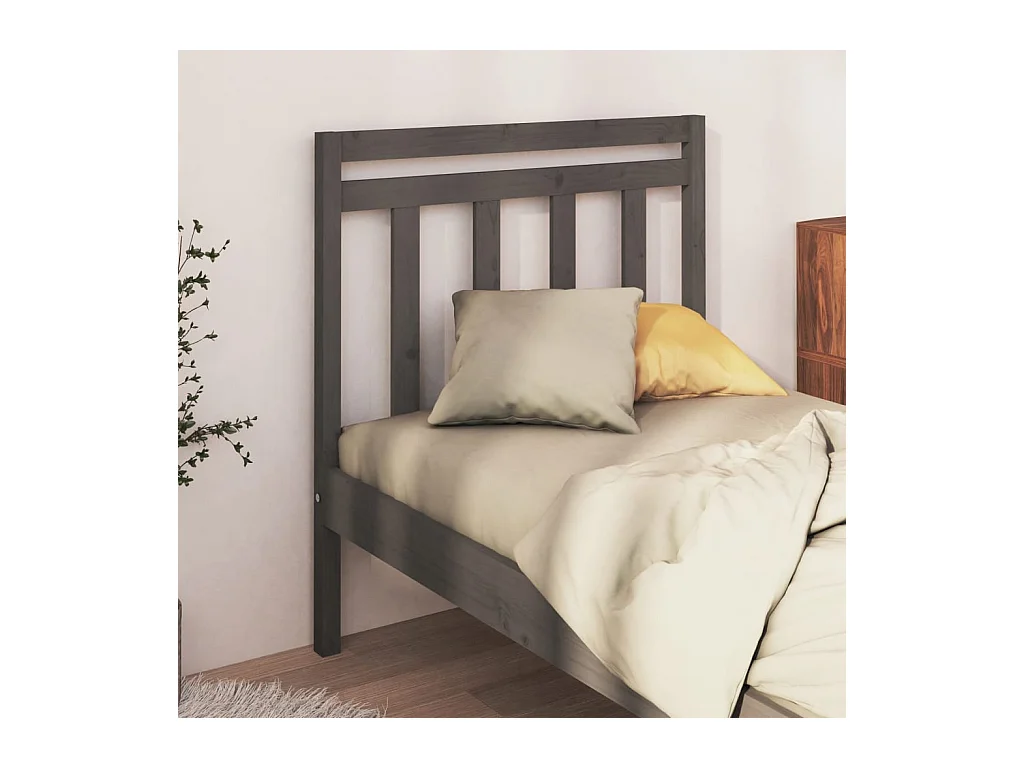 Cabecero de Cama | Cabezal de cama | Mueble de cabecero madera maciza de pino gris 95x4x100 cm