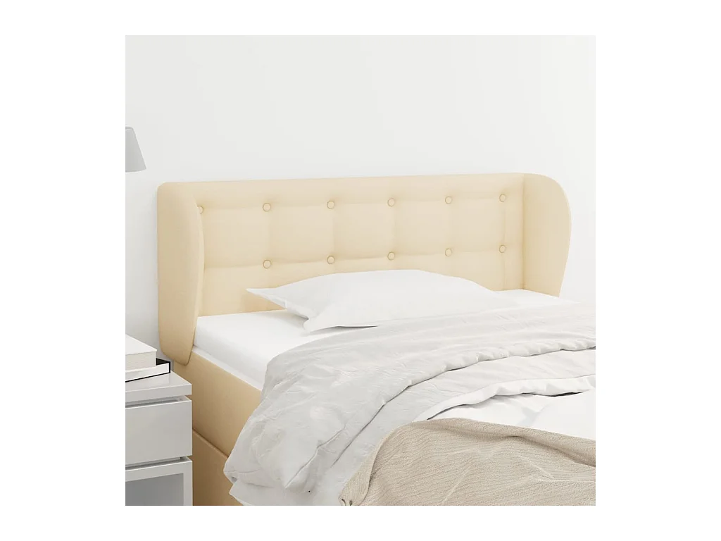 Mueble cabecero | Cabezal de cama | Cabecero de tela color crema 103x23x78/88 cm