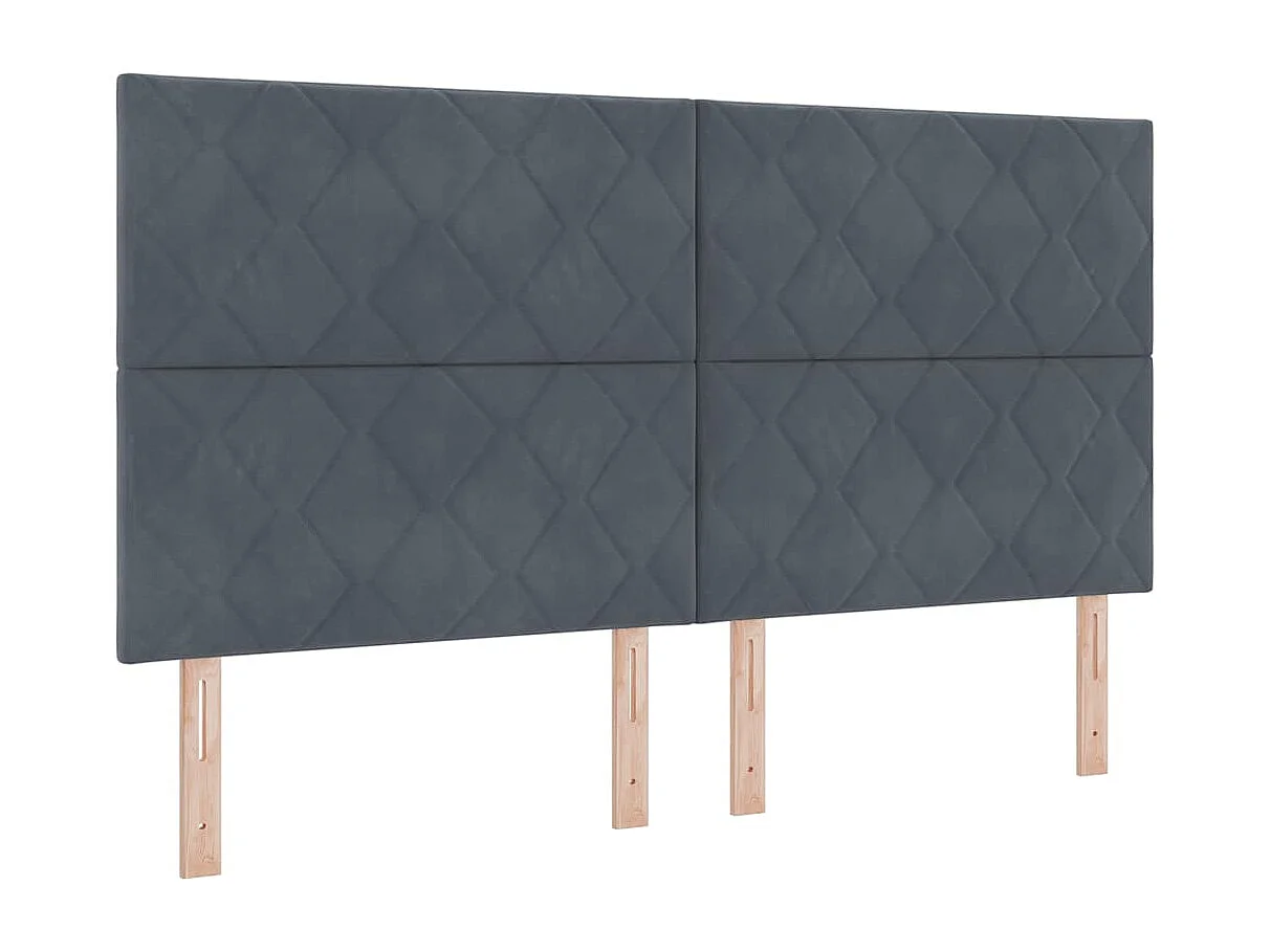 Tête de Lit | Panneau de tête pour lit Moderne LED Geometric Manuel Gris foncé 180 cm Velours