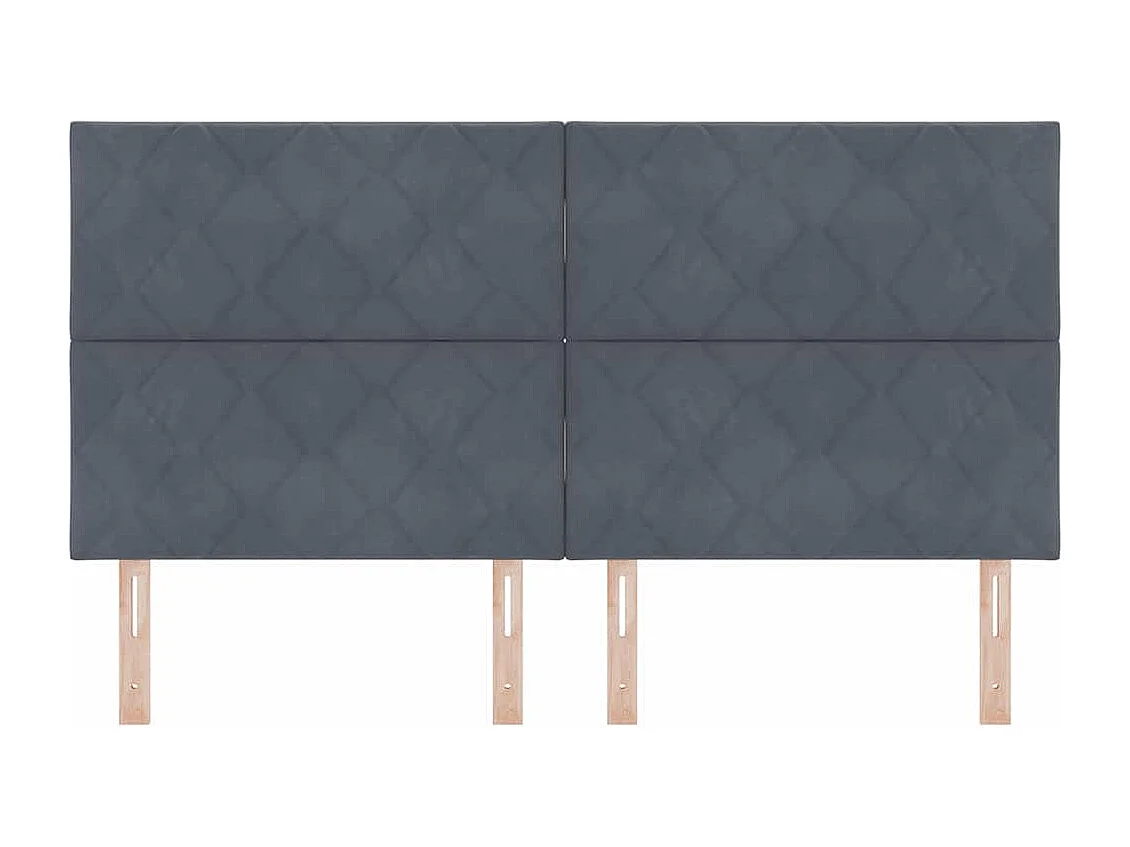 Tête de Lit | Panneau de tête pour lit Moderne LED Geometric Manuel Gris foncé 180 cm Velours