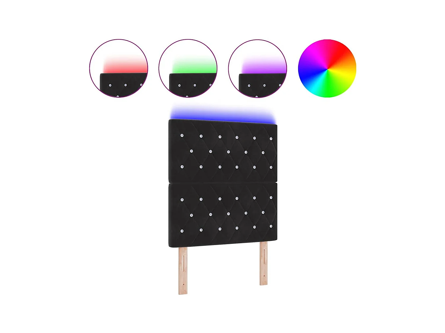 Mueble cabecero | Cabecero | Cabezal de cama LED con luces de tiras LED Negro 80 cm Terciopelo