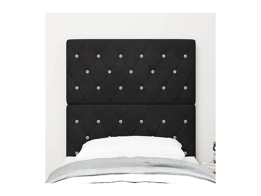 Mueble cabecero | Cabecero | Cabezal de cama LED con luces de tiras LED Negro 80 cm Terciopelo