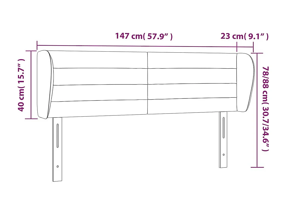 Tête de Lit | Panneau de tête pour lit Moderne avec oreilles Taupe 147x23x78/88 cm Tissu