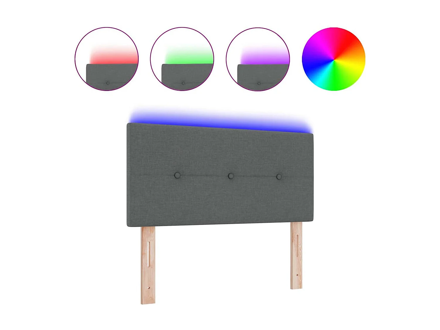 Tête de Lit | Panneau de tête pour lit Moderne LED avec des lumières à LED Gris foncé 100 cm tissu