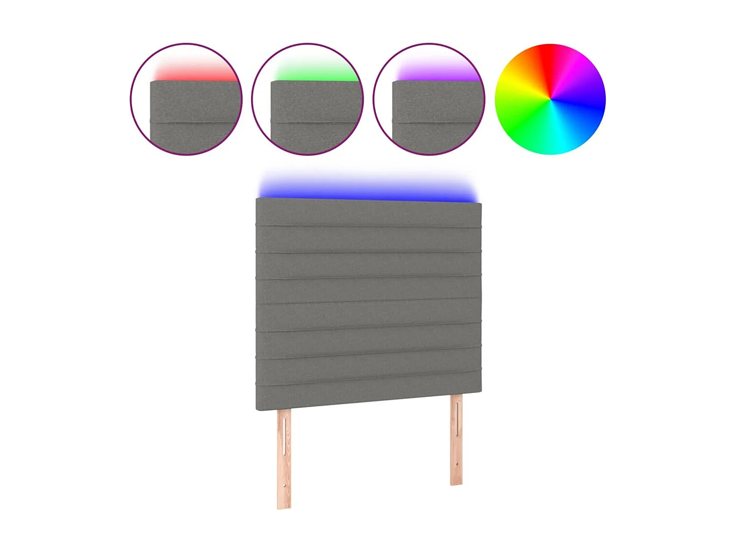 Cabecero | Cabezal de Cama | Mueble cabecero con luces LED tela gris oscuro 80x5x118/128 cm